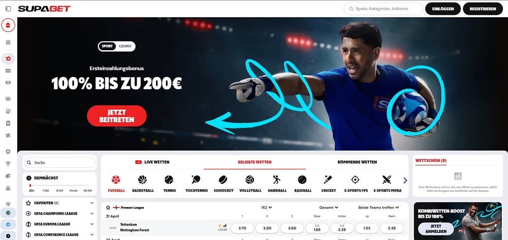 Supabet Casino homepage screenshot.